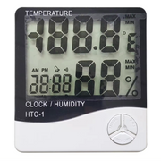 Indoor Temperature, Humidity Thermometer with Clock Alarm HTC-1 with Certificate